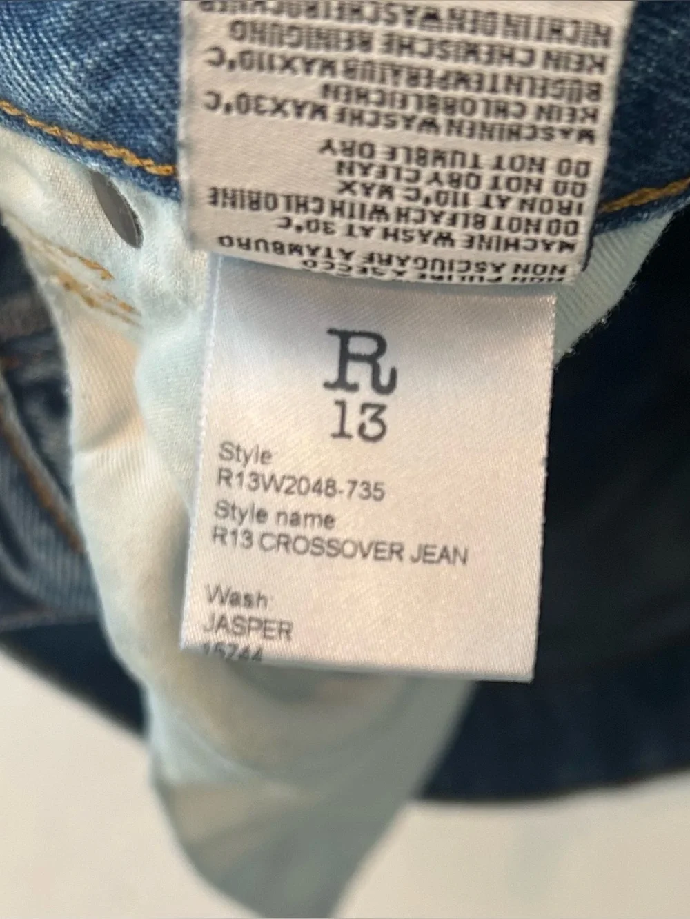 R13 Cross-Over Jeans - Jasper wash. sz 28 - Picture 5 of 9